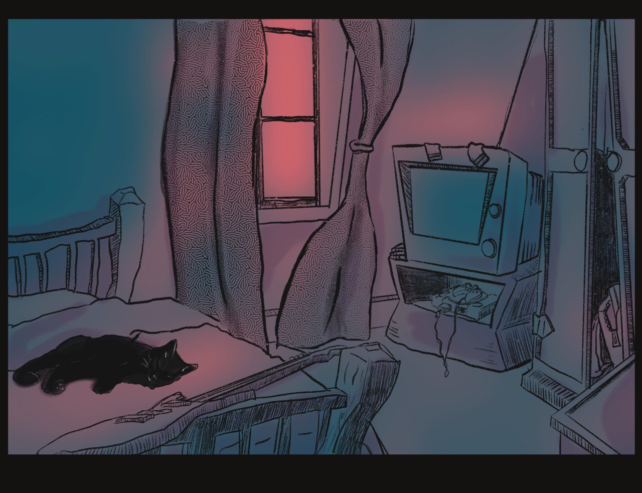 Illustrazione Cat Matilda con palette calde